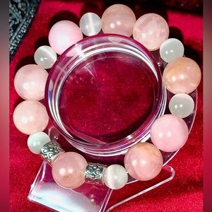 Crystal Bracelet w Rose quartz and selenite